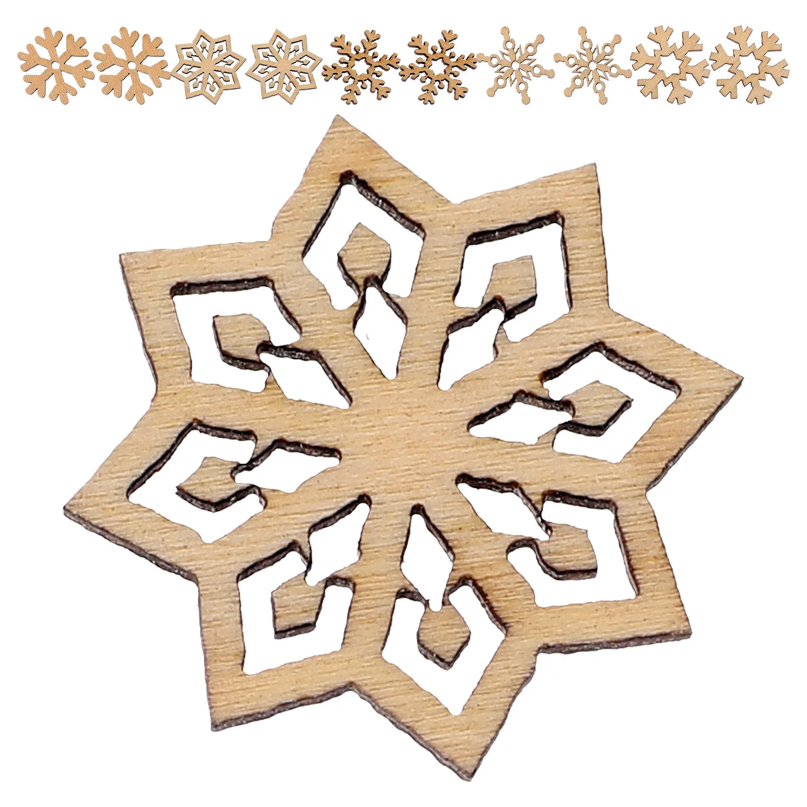 

NUOBESTY 200Pcs Wooden Snowflake Ornaments Natural Cutouts for Christmas Tree Decor Craft Holiday Display