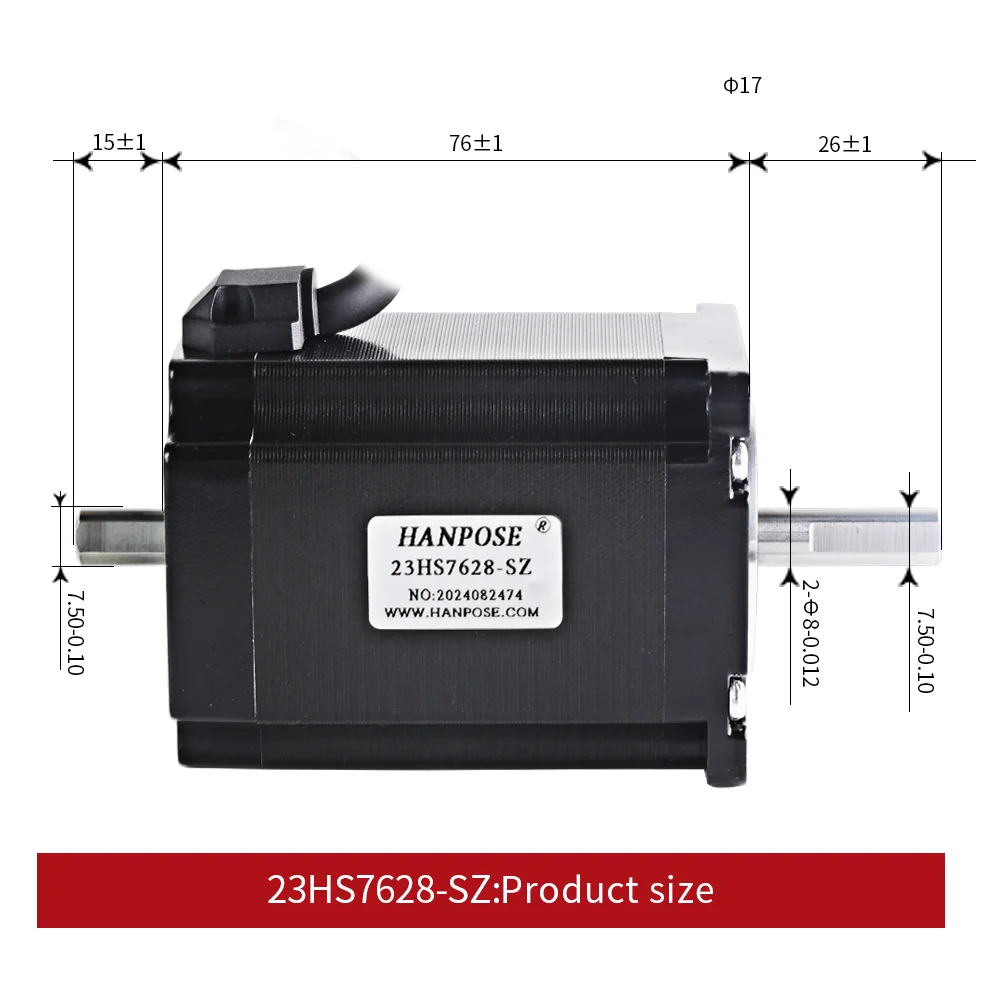 23HS7628-SZ 57 duoble shaft motor NEMA23 CNC Stepper motor 57x76mm 2.8A 189N.Cm  for 3D Medical machinery