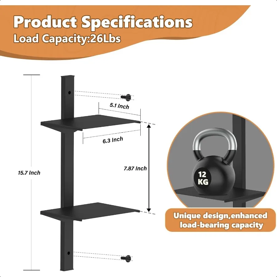 Estantería flotante Invisible para montaje en pared, paquete de 3 torre de libros de columna negra, organizadores de libros verticales de 6 niveles, Bo de Metal resistente