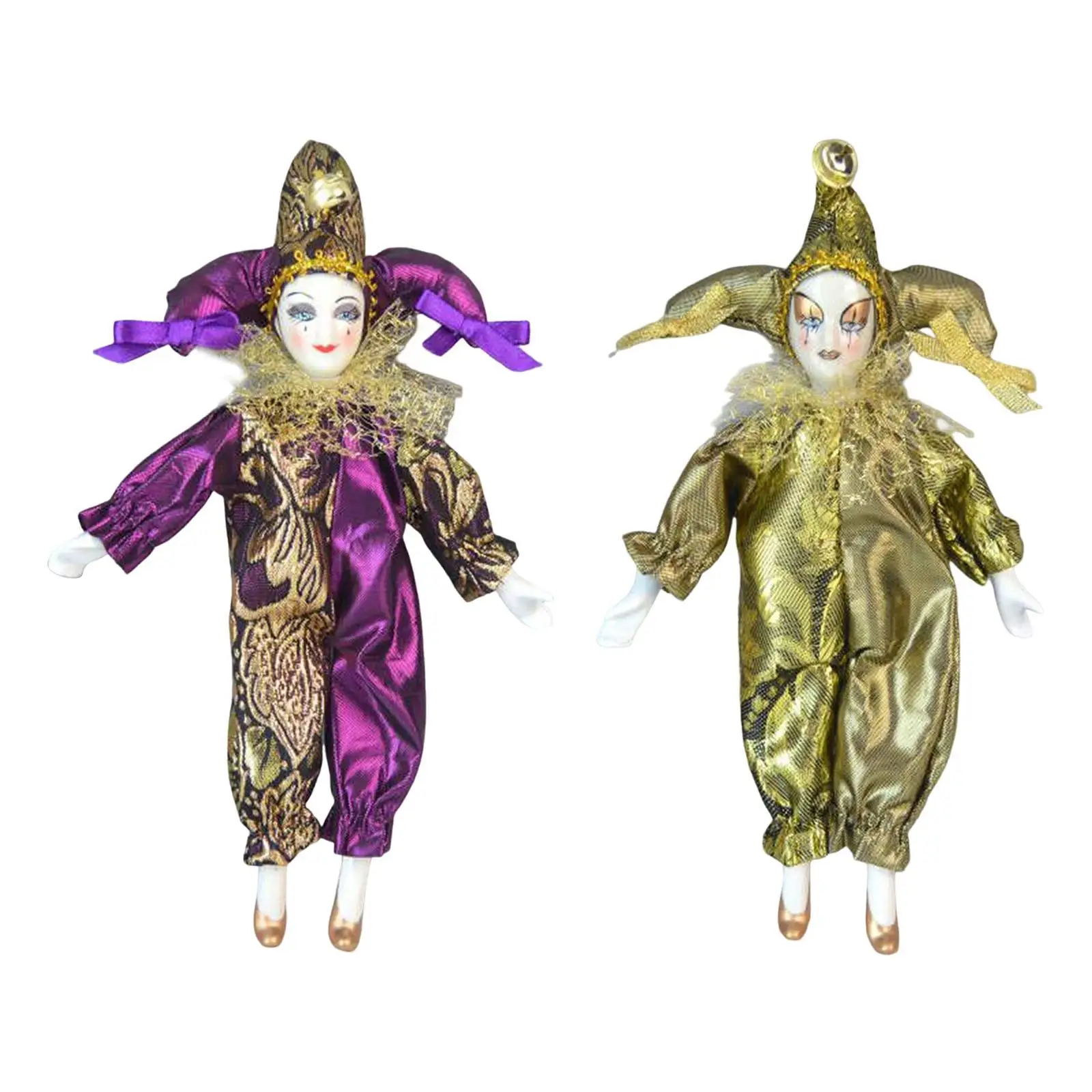 8inch Porcelain Triangel Doll Halloween Funny Harlequin Doll Home Decoration