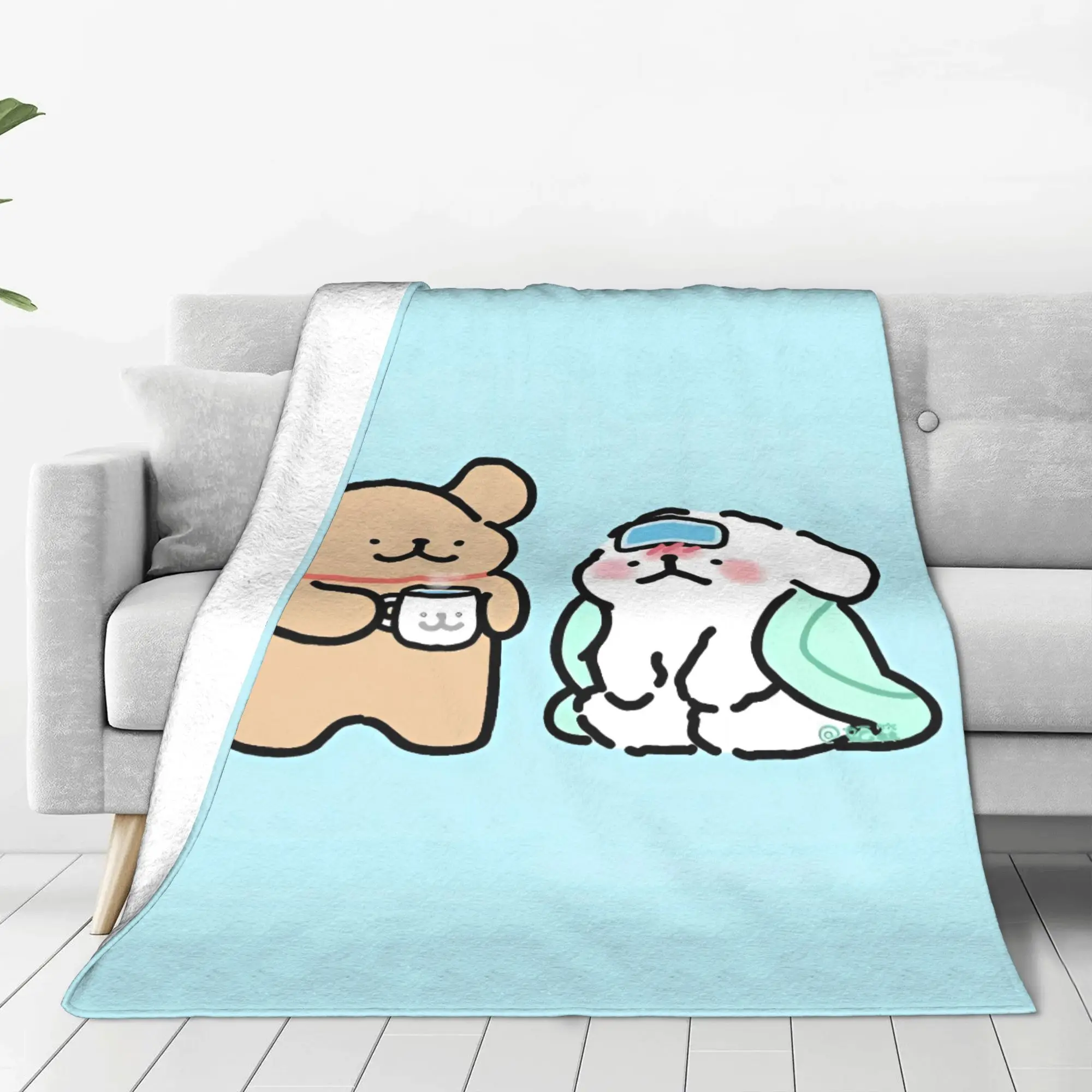 Line Puppy Maltese Playing Blanket Warm Soft Comfortable Plush Bedding Throws For Girl Boy Couch Bed Flannel Bedspread Bed Cover