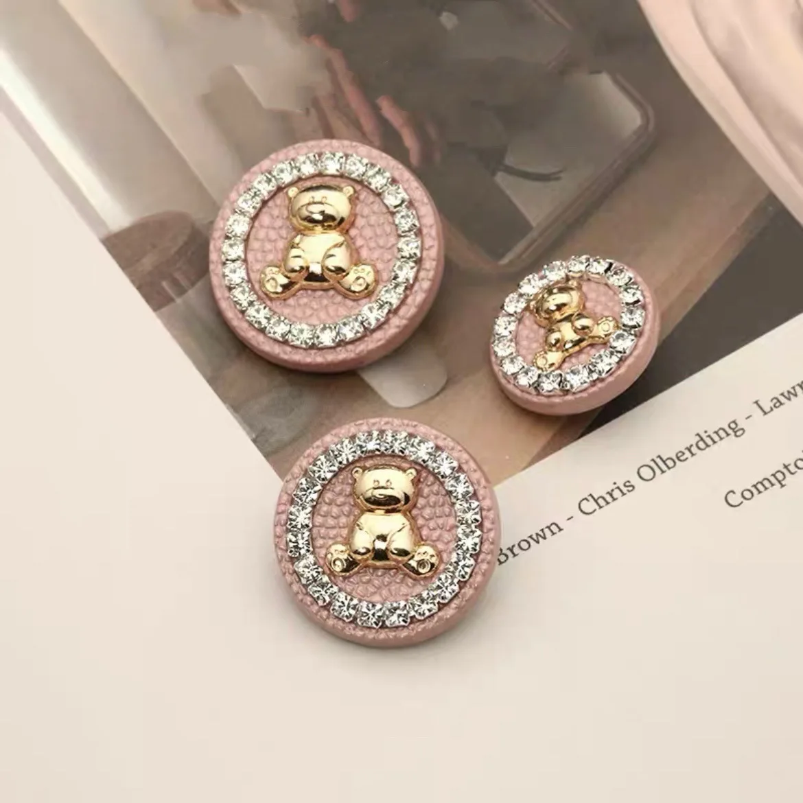 10Pcs Fashion Cute Cartoon Bear Metal Buttons DIY Coats Trench Coat Suit Buttons Clothing Accessories