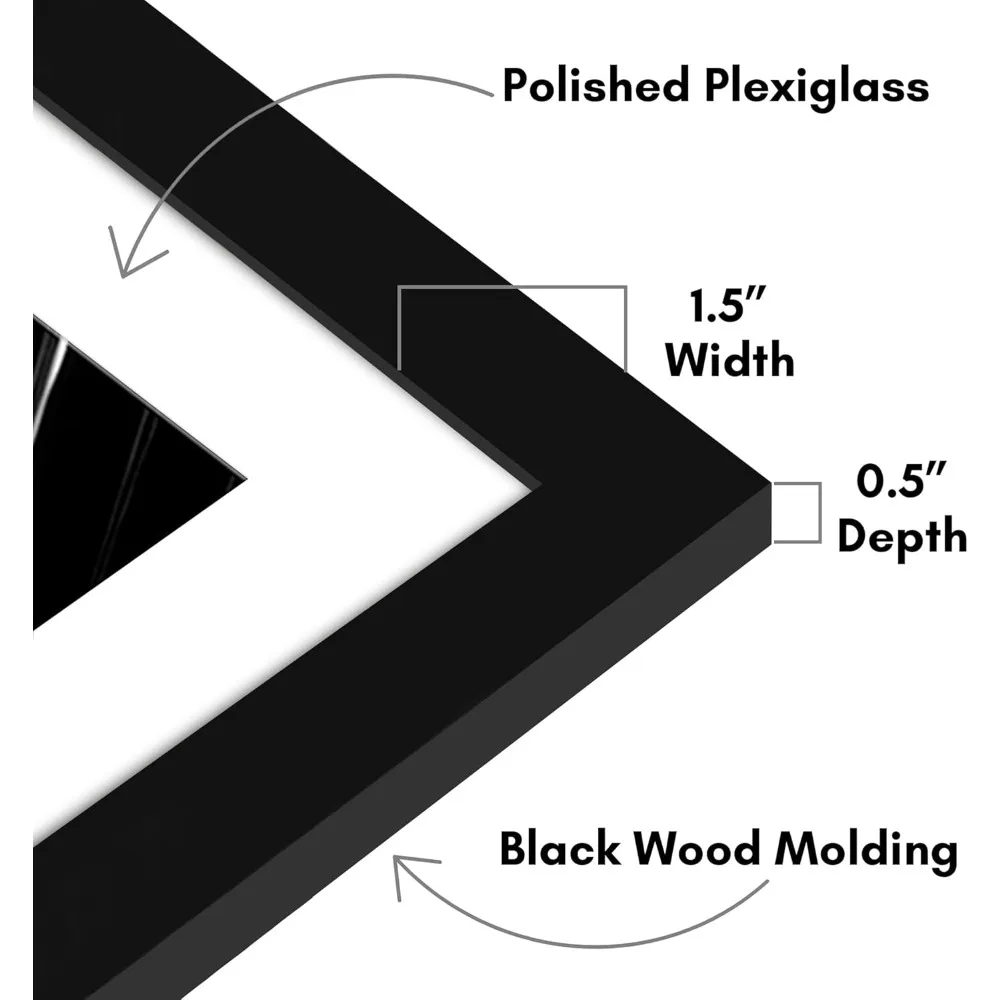 إطار صورة كبير مقاس 28 × 40 مع زجاج شبكي - شاشة حائط سوداء واسعة للصور والملصقات والفنية - سهلة التعليق