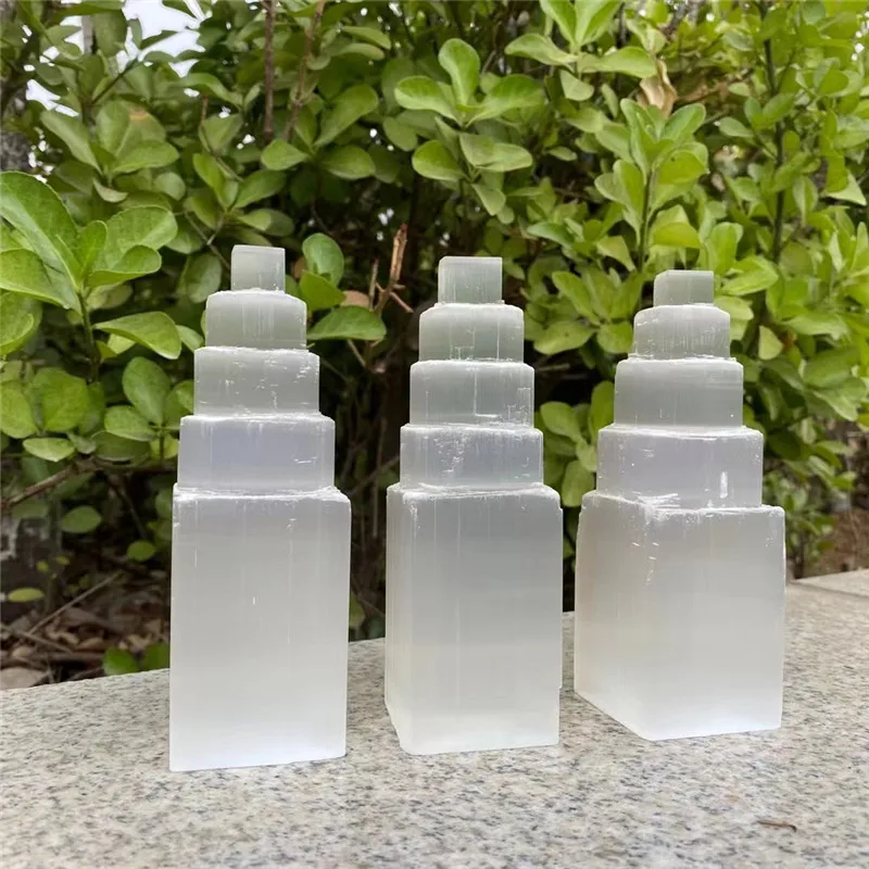 240-300g Natural Selenite Tower Crystal Energy Skyscraper Handmade Healing Cleansing Wholesale