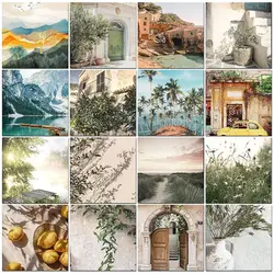 PhotoCustom DIY Painting By Numbers HandPainted Oil Painting Town Landscape Picture Paint Drawing On Canvas Home Decor Art Gift