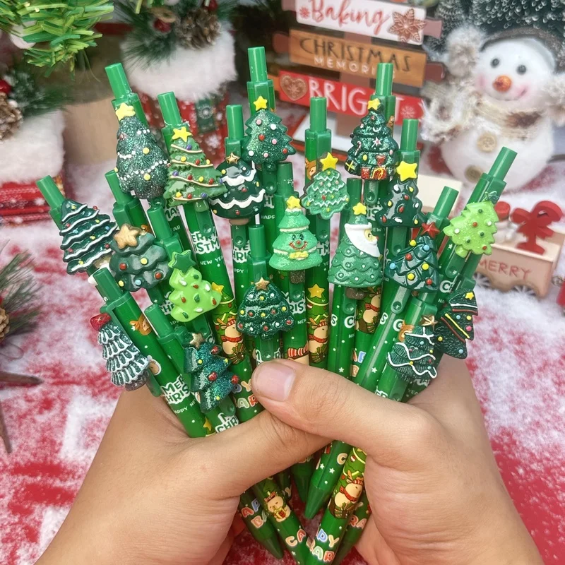 20/30pcs  Creative, simple, and cute Christmas tree-themed retractable gel pen for the holiday season Random Color Campus Design