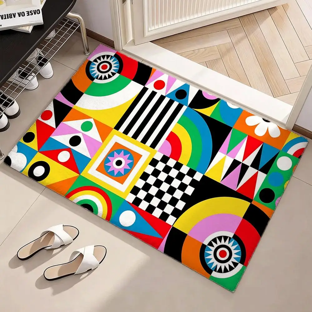 Bold Dopamine collage Floor Mat Soft Flannel Non-Slip Door Mat - Thickened Rug for Living Room Home Decor