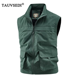 Summer Men Breathable Outdoor Sleeveless Vest Mens Tactical Sport Casual Vest Man Fish Multi Pocket Vest Waistcoat Plus Size 6XL