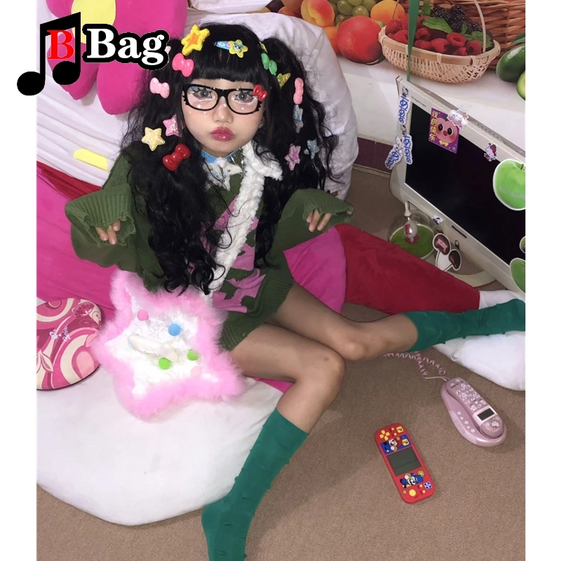 Millennium Spice Girl Star Autumn and Winter Bag Plush Woman Everyday Versatile Yuansu Gothic Punk y2k Subculture