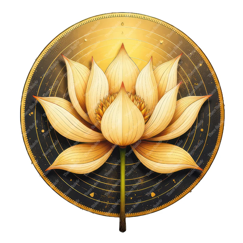 Three Ratels Beautiful and sacred golden lotus meditation wall stickers for home decoration  computer decals car stickers