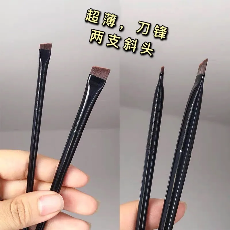 New 2 Pieces/ Set Eyebrow Contour Brush Eyebrow Eyeliner Brush Portable Small Angle Eyebrow Brush Female Makeup Accessories