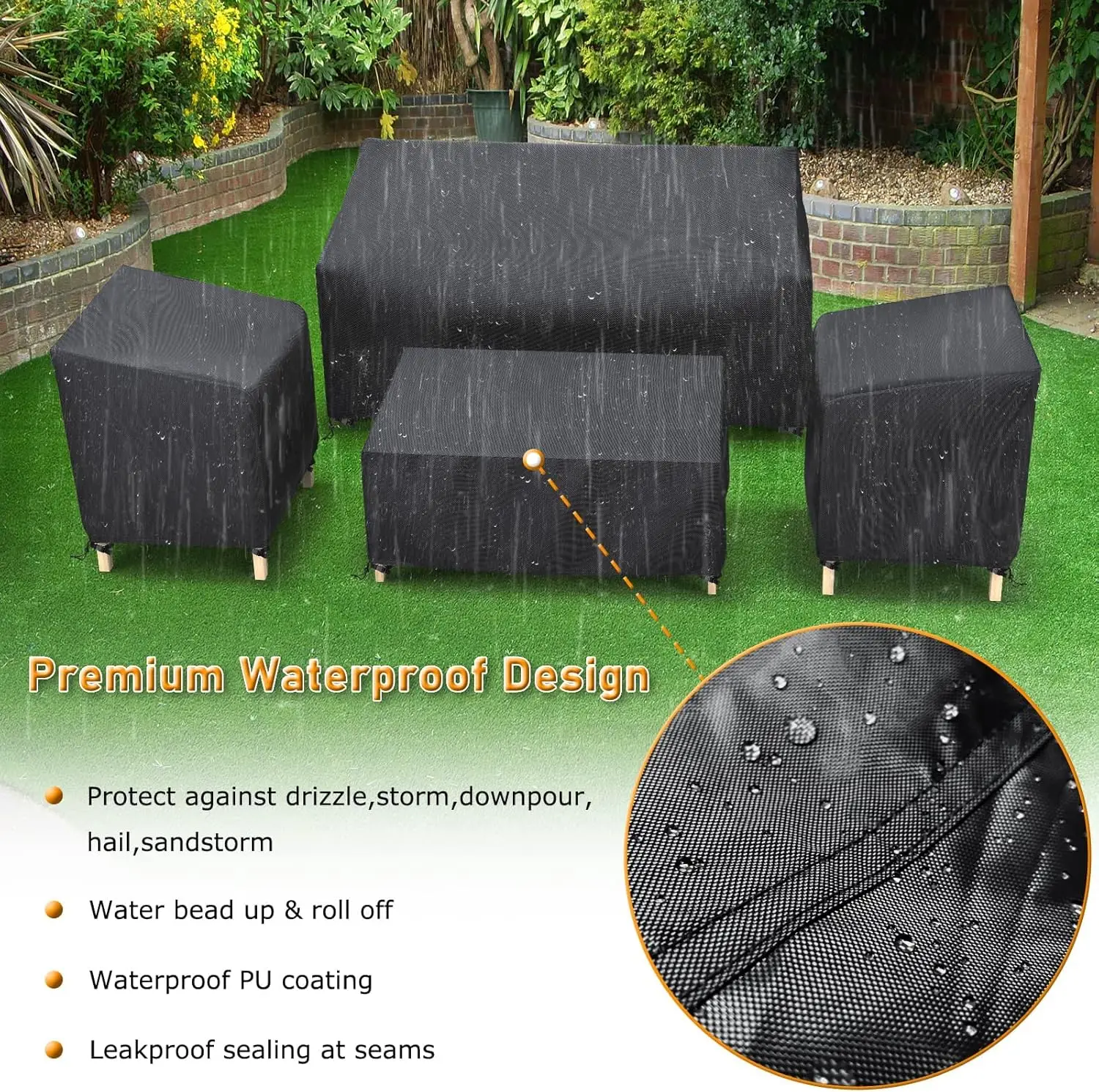 Cubierta para muebles de exterior impermeable, fundas para muebles de Patio, juego de 4 piezas, cubierta resistente para muebles de Patio 500D para sillas, sofá