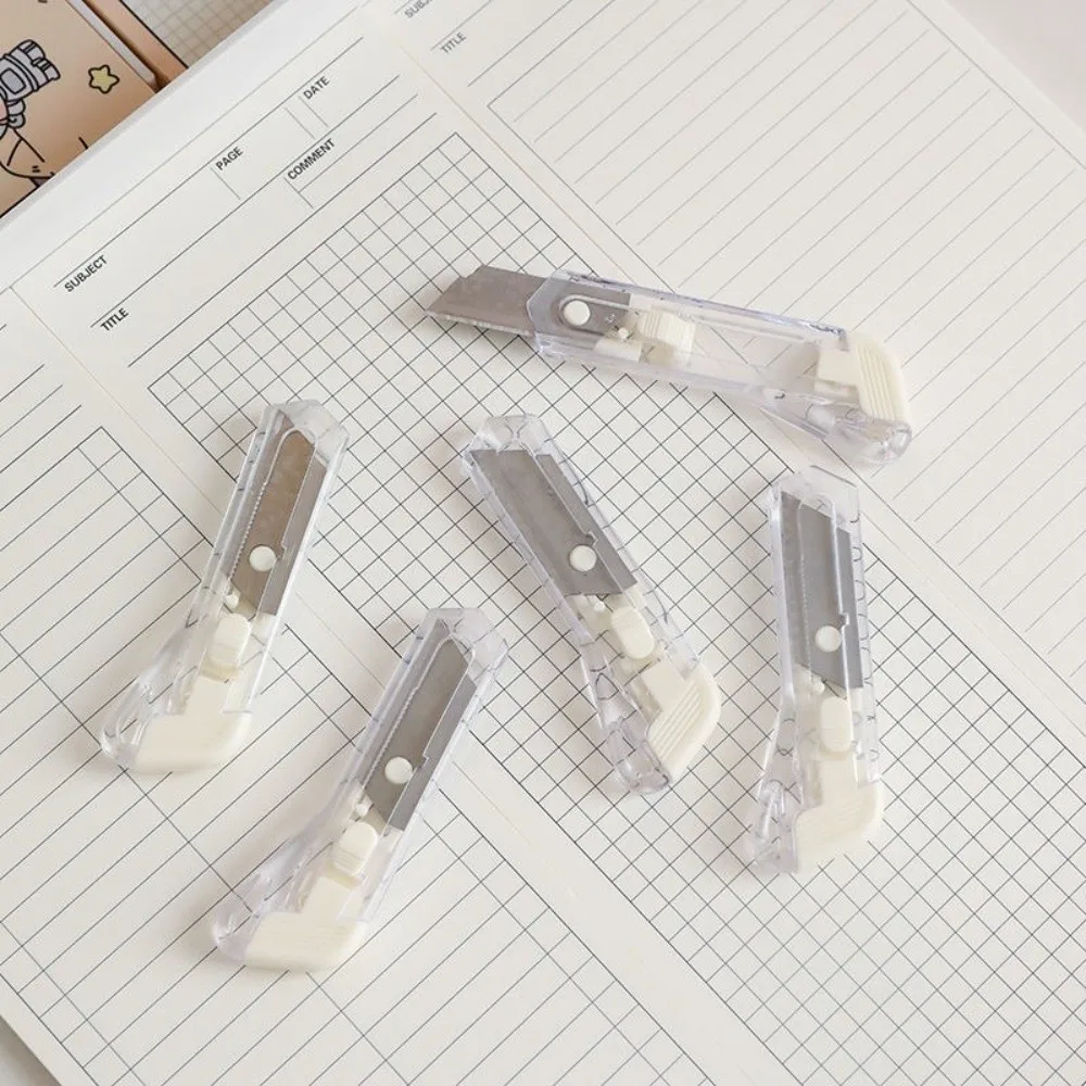 Translucent Mini Box Cutter Retractable Non-Slip Blades Letter Opener Paper Cutter Supplies Stationary