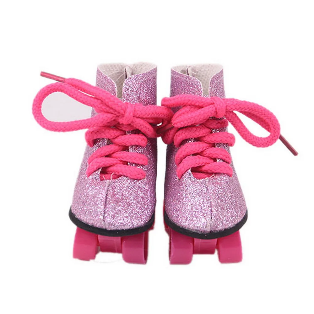 18 Inch American Doll Roller Ice Skates Doll Boots Shoes Fit for 43Cm Baby New Born Doll Generation Christmas Girl`s Toy DIY