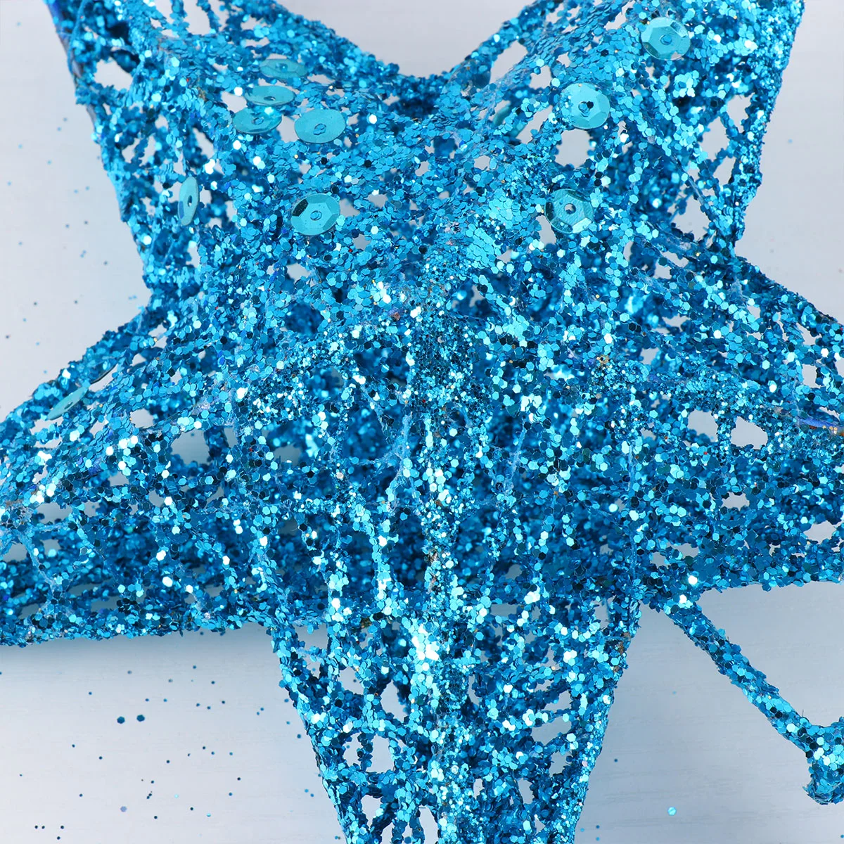 Christmas Tree Star Decor Ornament Three-dimensional Glitter Xmas Top Ornaments Blue Decorations