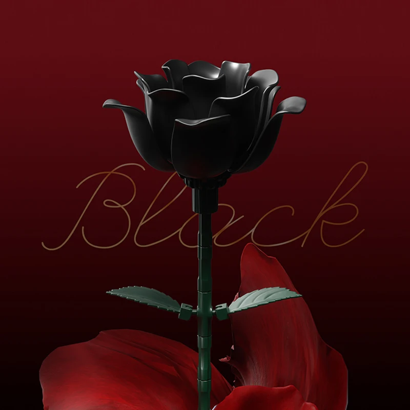 جاكي بلاك روز ديكور المنزل الإبداعية زخرفة نموذج زهرة الجمعية ألعاب مكعبات البناء عيد الحب هدية عيد الأم