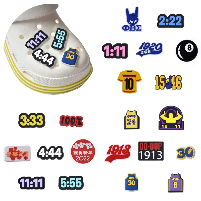 PVC Shoe Charms Shoe Accessories Cartoon number Shoe Decoration Shoe Buckles for Croc Sandals X-mas Gifts Pins Buckle