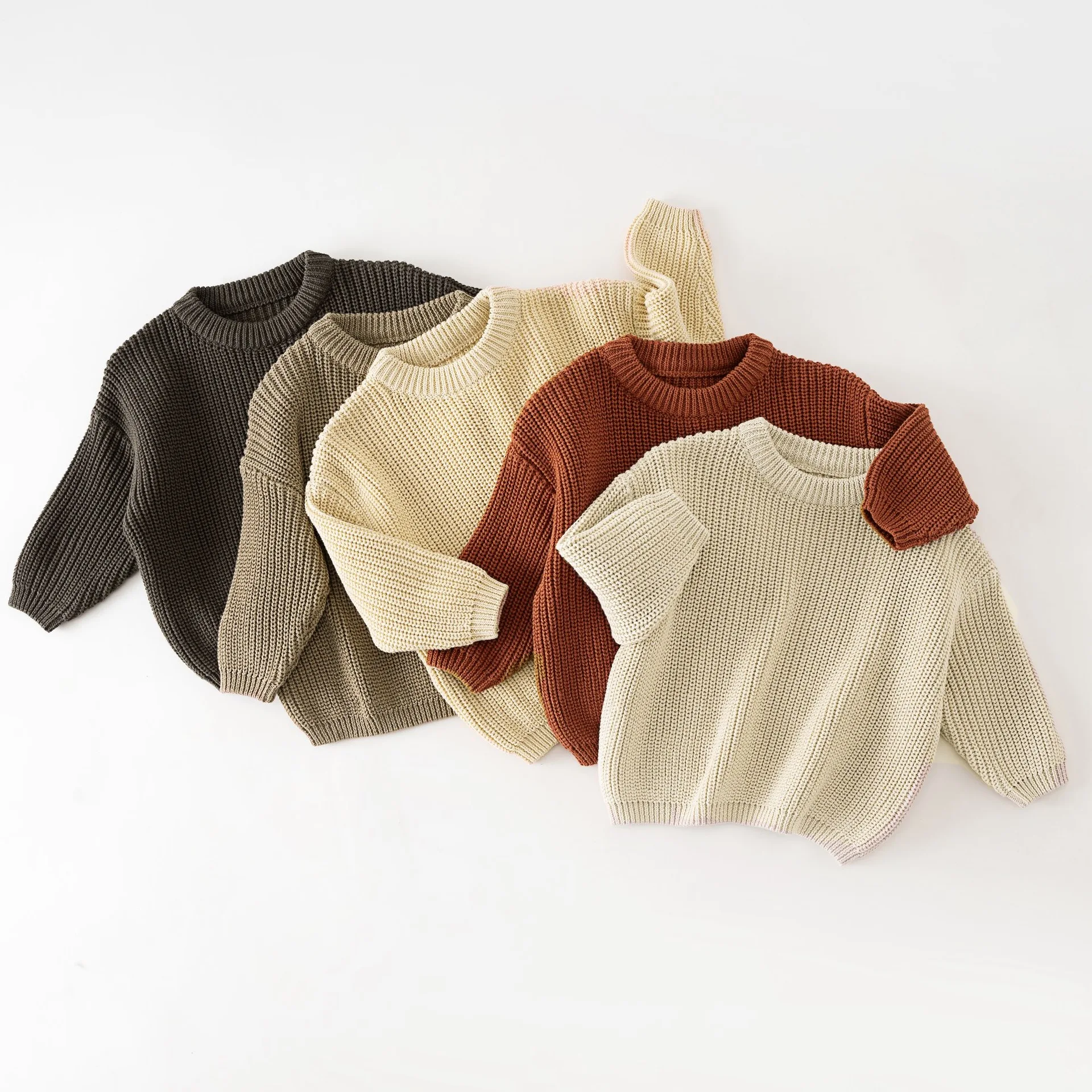 

Boys Girls Knit Sweater 2025 Autumn Winter Soft Cozy Crewneck Kids Pullover Toddler 100% Cotton Baby Tops Clothes Casual Wear