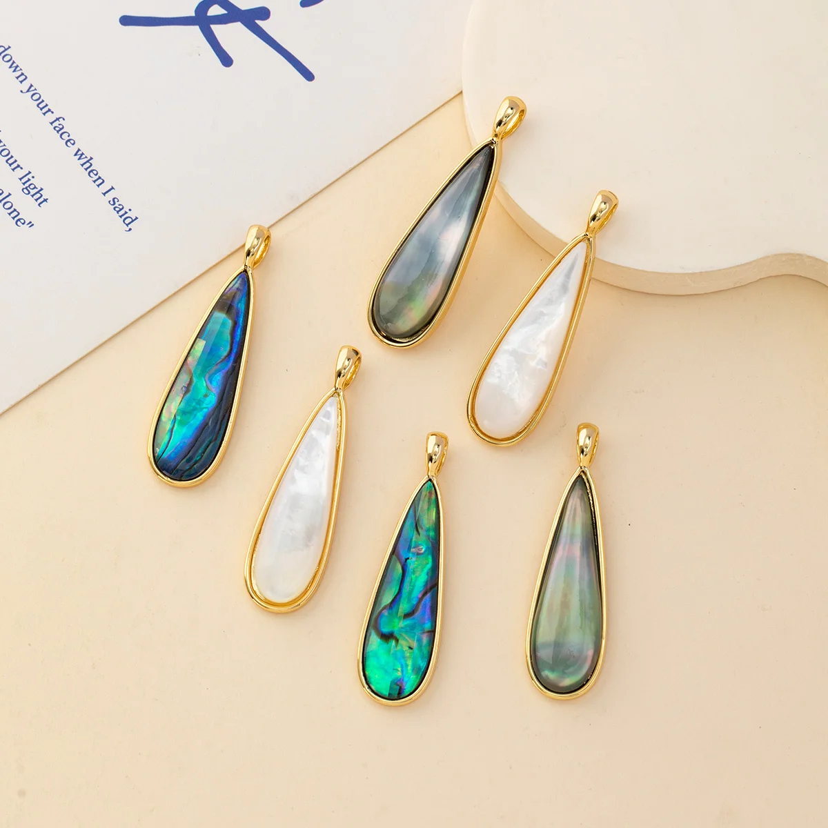 

2pc Natural White Shell Art Pendants Long Water Drop Charms for Jewelry Making Diy Women Necklace Earring Accessories