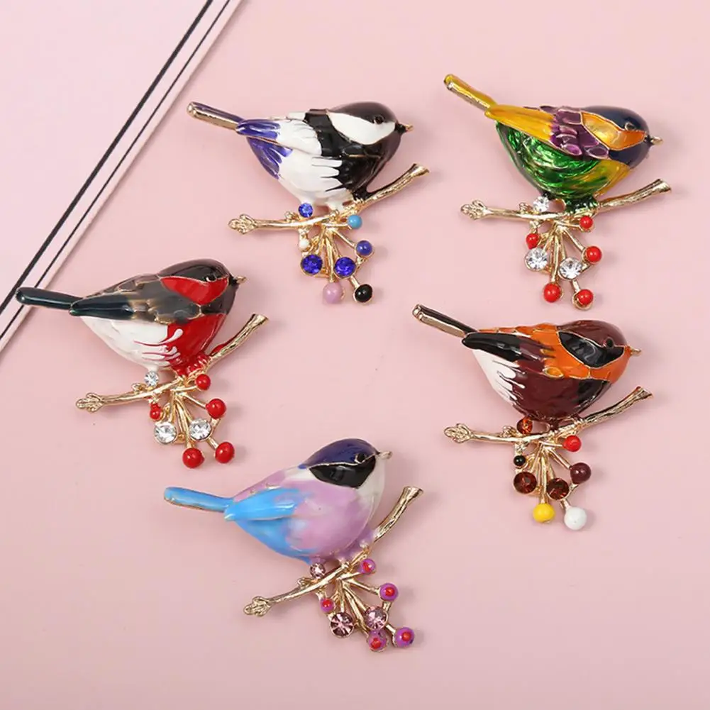 Bird Shape Brooch Pin Sparkling Brooches Vibrant Color Enamel Brooch Enamel Clothes Hats Bags Badge Jewelry Accessory