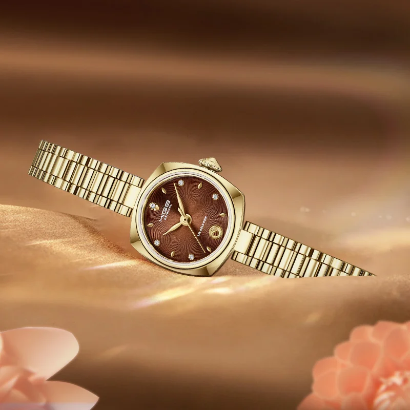 Mige original miyota relógio de quartzo para mulher à prova dwaterproof água marca superior diamante 24kgold luxo relógio pulso aço inoxidável
