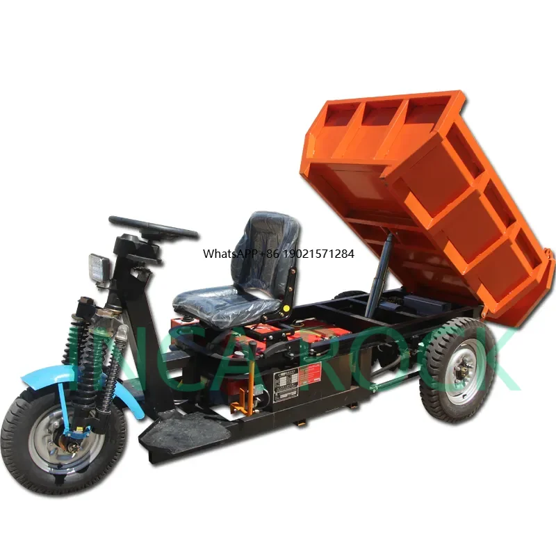 Mini 1.5 Ton Electric Three-Wheeled Car Double Springs and  Double Shock-Absorbing Dump for Mining