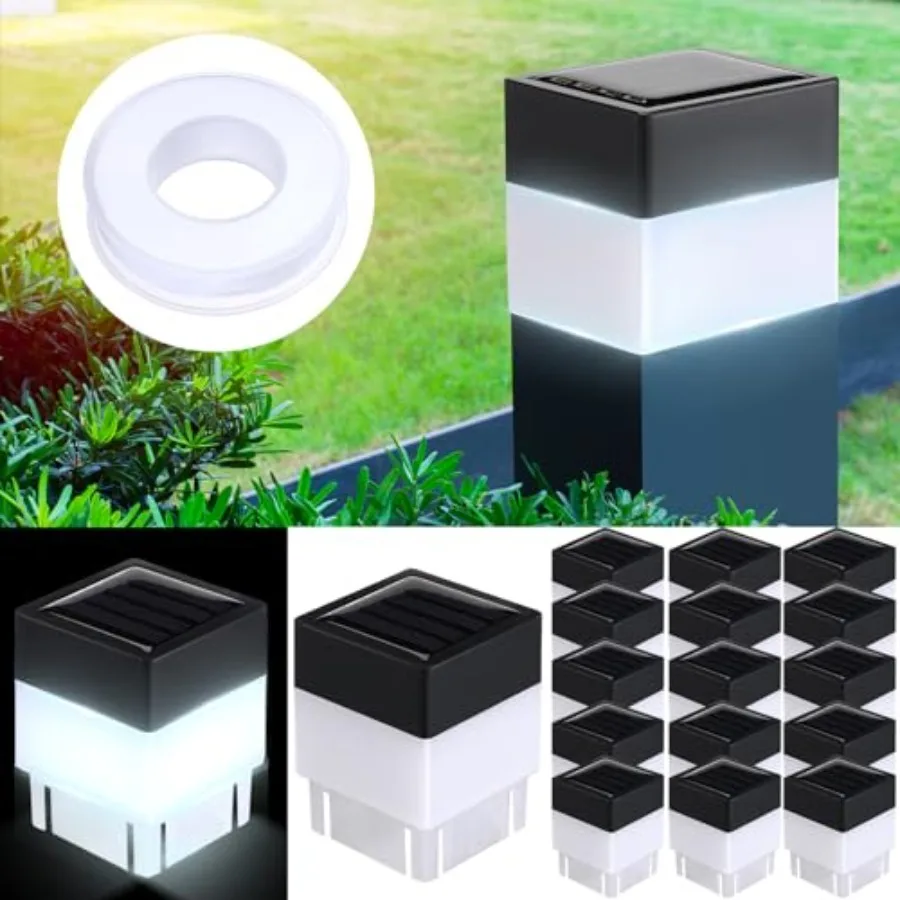 

20 Pack Solar Fence Post Cap Lights 2 x 2 Inch Solar Fence Post Caps Lights for Garden Street Gazebos Street Wall