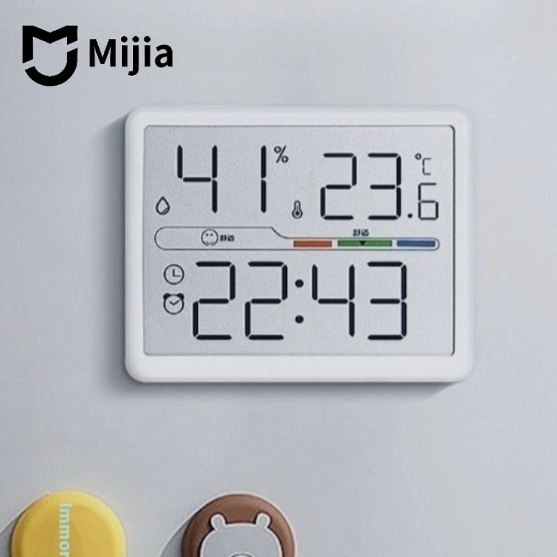 Thermomètre hygromètre électronique Mijia, station météo haute précision avec fonction d'horloge de table, mini thermomètre LCD, outils