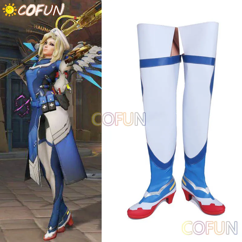 أحذية COFUN مخصصة Mercy Angela Ziegler التأثيرية أحذية طويلة للنساء والرجال أحذية لعبة الهالوين #4