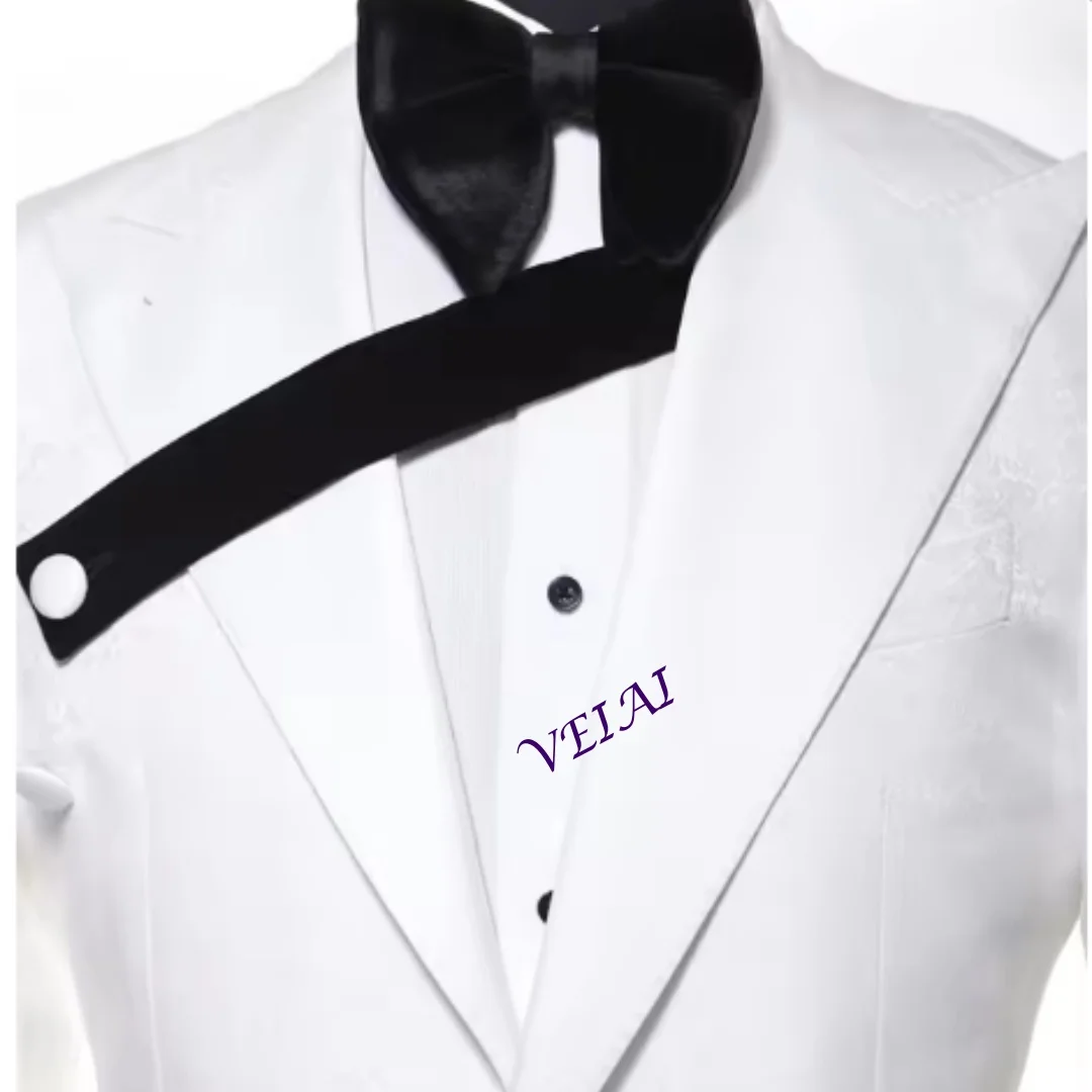 

CustomizedFloral Formal Men Suits for Wedding with Belt 2 Pieces Groom Tuxedo Custom Made Celebrity Party Suit Peak Lapel Jacket