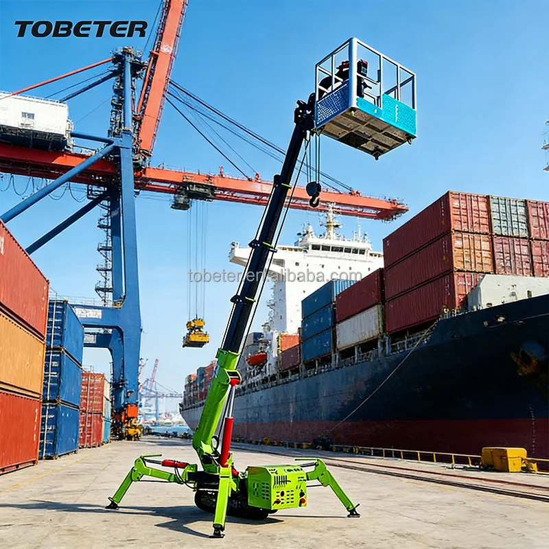 Tobeter Mini Spider Crane 1 Ton 3 Ton 5 Ton Lifting Equipment With Gearbox Engine Motor-Towable Boom Lift