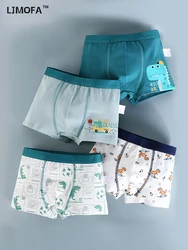 LJMOFA 4 pezzi bambini ragazzi intimo morbido bambino pantaloncini mutandine Cartoon Dinosaur slip per neonati bambini adolescenti Underpant B191