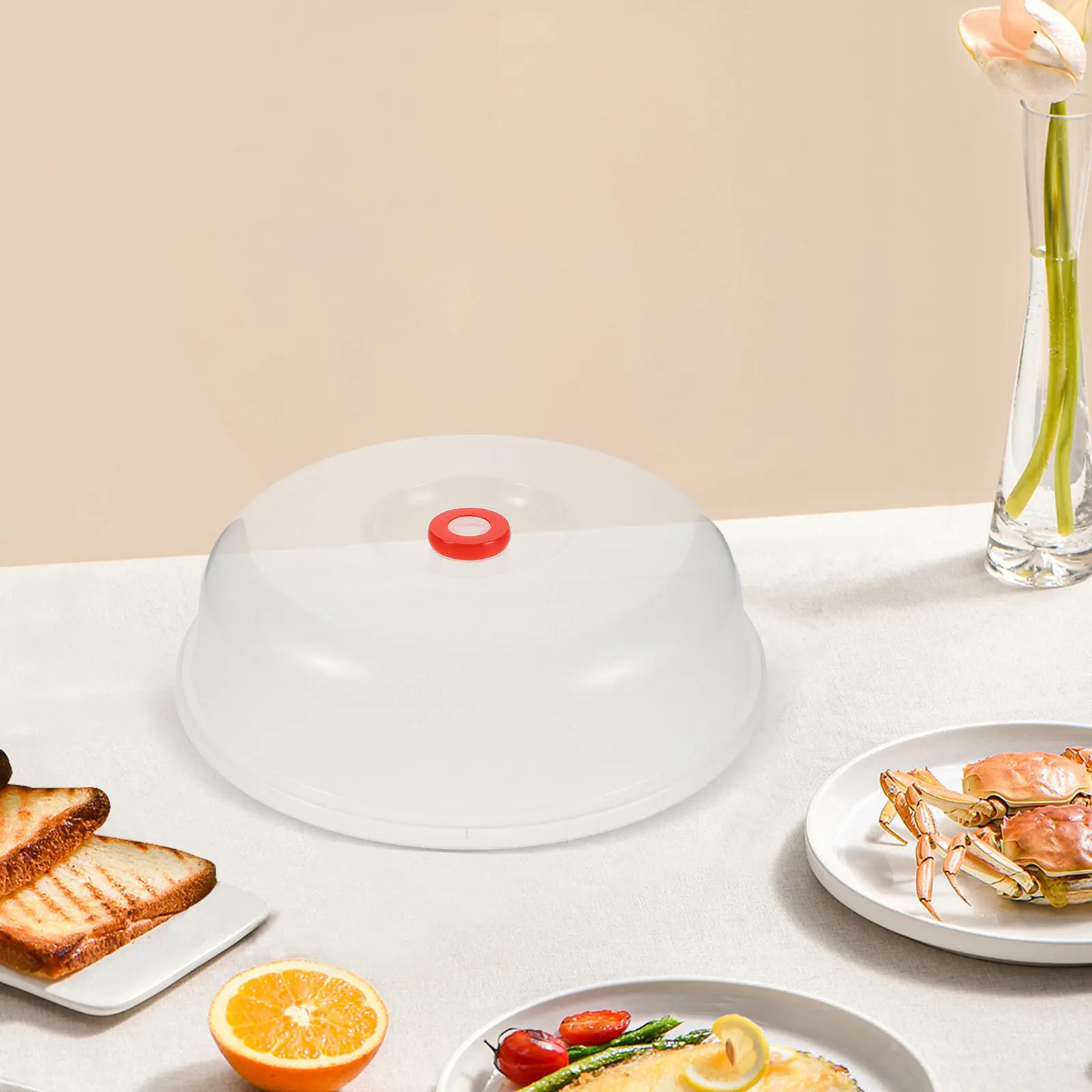 

Комплект из 2 термостойких прозрачных крышек для микроволновой печи, 24 см, для тарелок, мисок, сохранения свежести продуктов, для разогрева в микроволновке