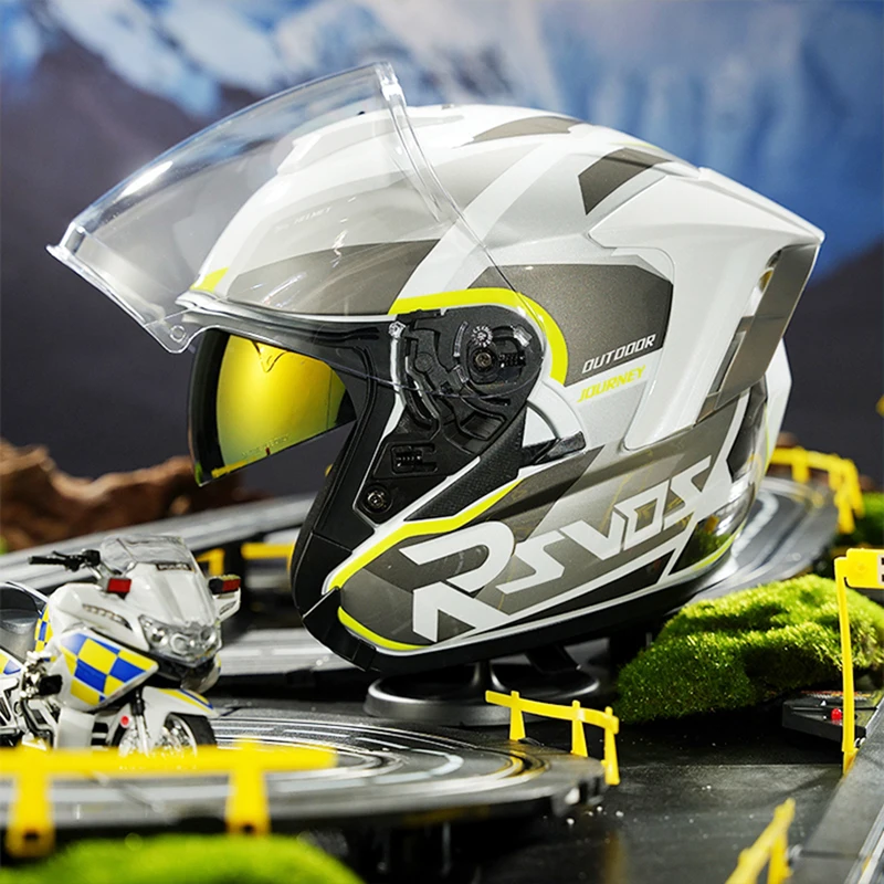 

Motorcycle Helmet 3/4 Open Face Helmet For Men And Women Dual Lens Sun Visor Face Shield Top Lightweight Scooter Bike Retro
