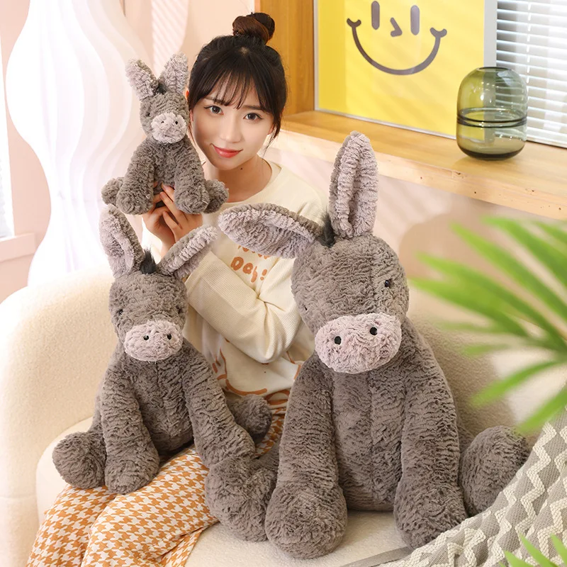 23cm Lifelike Fluffy Donkey Plush Toys Lovely Grey Burro Soft Dolls Stuffed Animal Gifts for Kids Boys Birthday Room Decoration