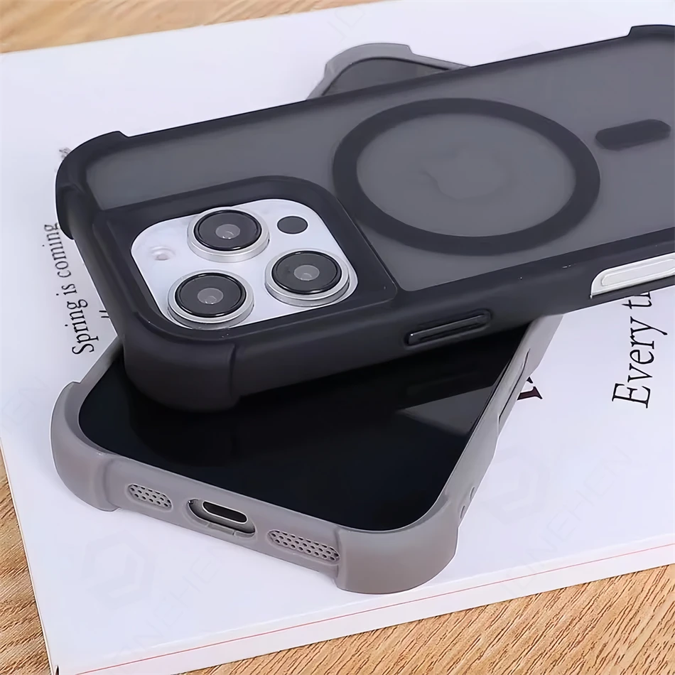 Магнитный роскошный матовый защитный чехол для ПК для iPhone 15, 14 Plus 13, 12, 16 17 Pro Max, противоударная рамка для Magsafe Cover