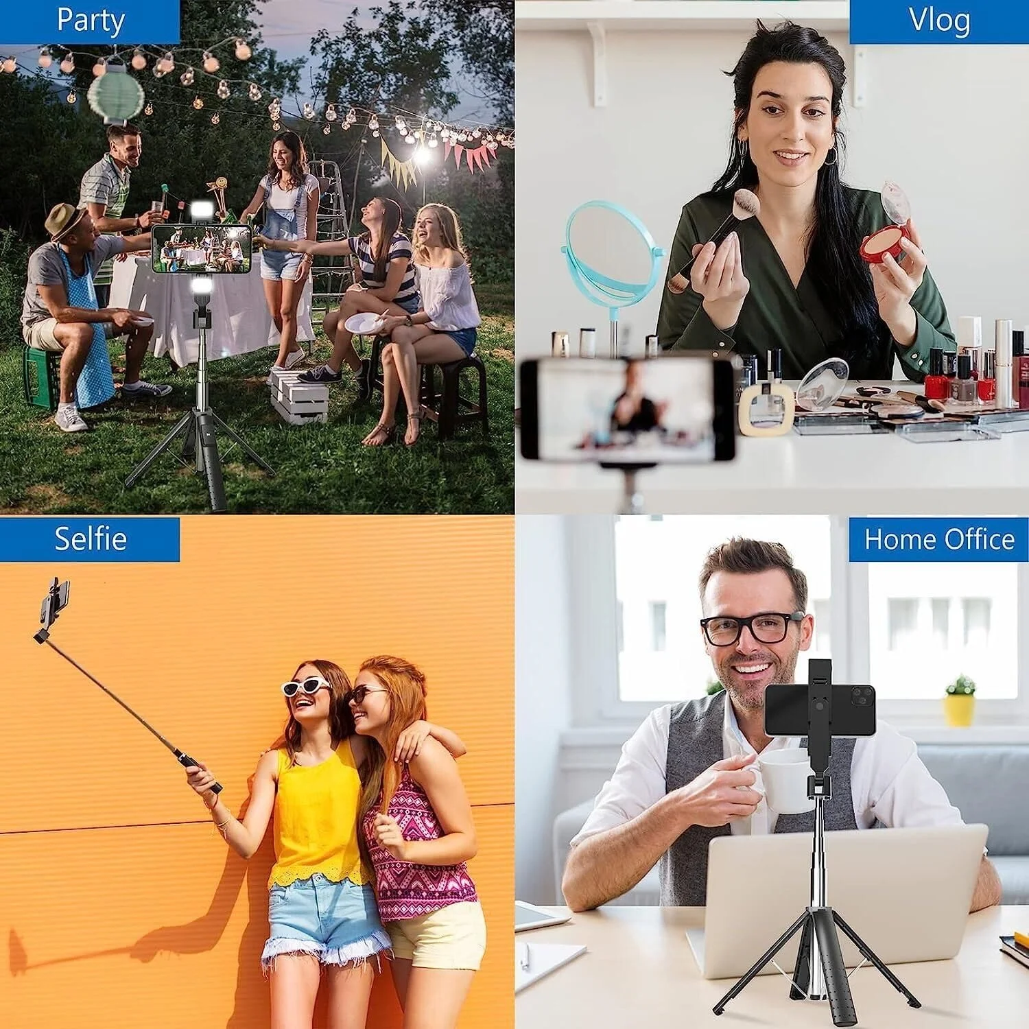 Xiaomi 41” Selfie Stick Quadrapod with Bluetooth Remote Stainless Steel 3 Light Modes Compatible for All IPhone & Android