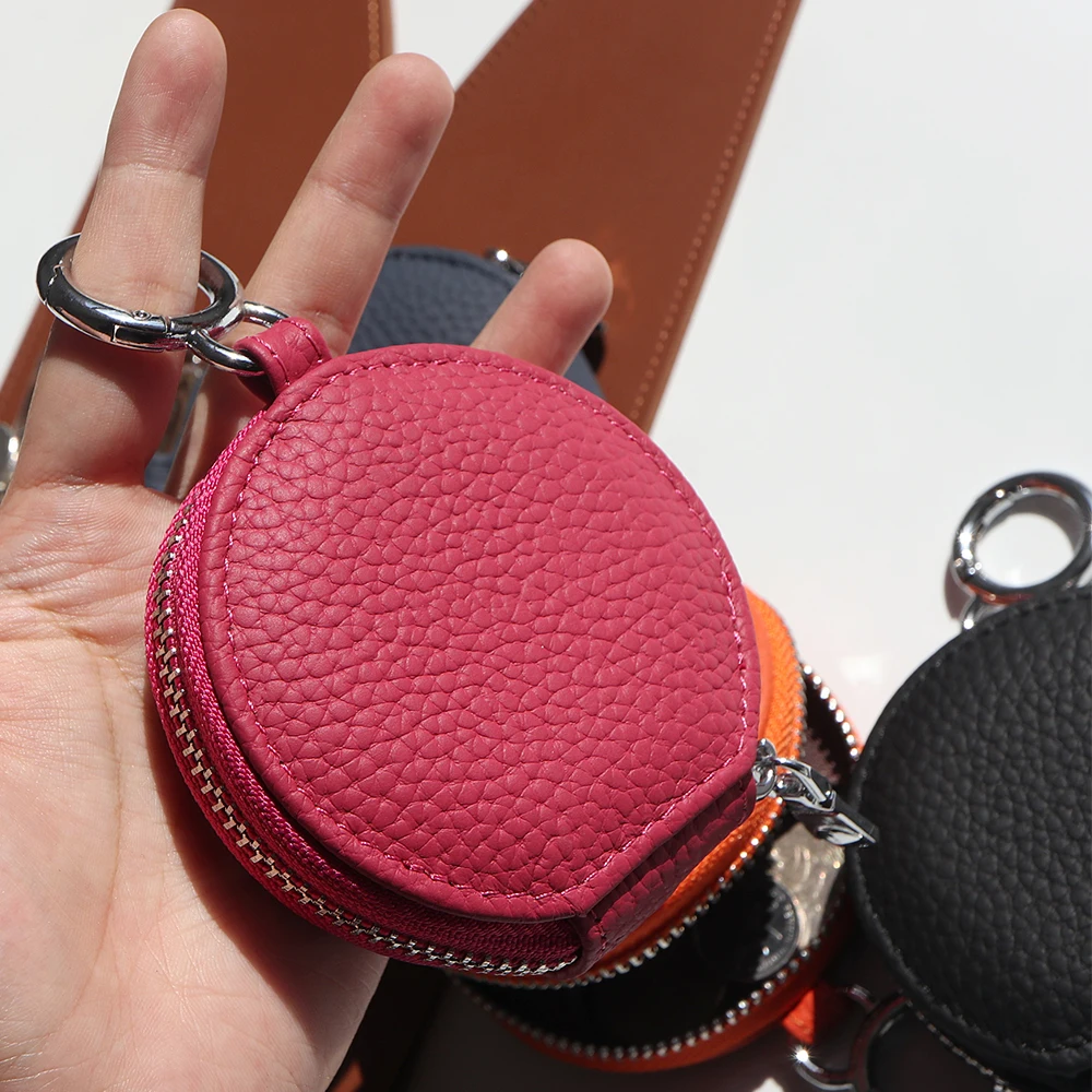 Benutzerdefinierte Buchstaben Runde Kopfhörer Tasche Gravieren Name Mini Lagerung Tasche Echtes Leder Reißverschluss Luxus Geldbörse Beutel Schlüssel Brieftasche Geschenk – Detail 9