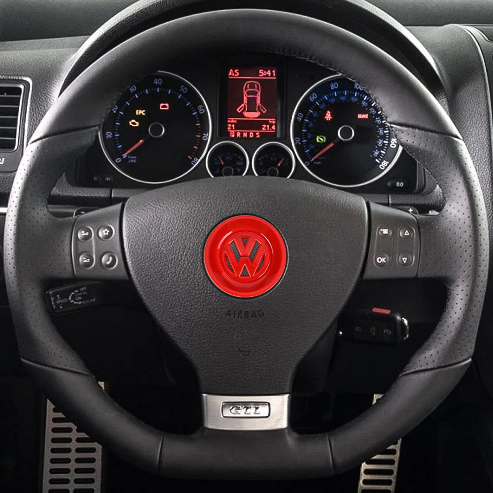 ABS Car Steering Wheel Logo Round Decorative Sticker For Volkswagen VW Golf Polo Scirocco Passat Beetle Touareg T-ROC Jetta Mk6