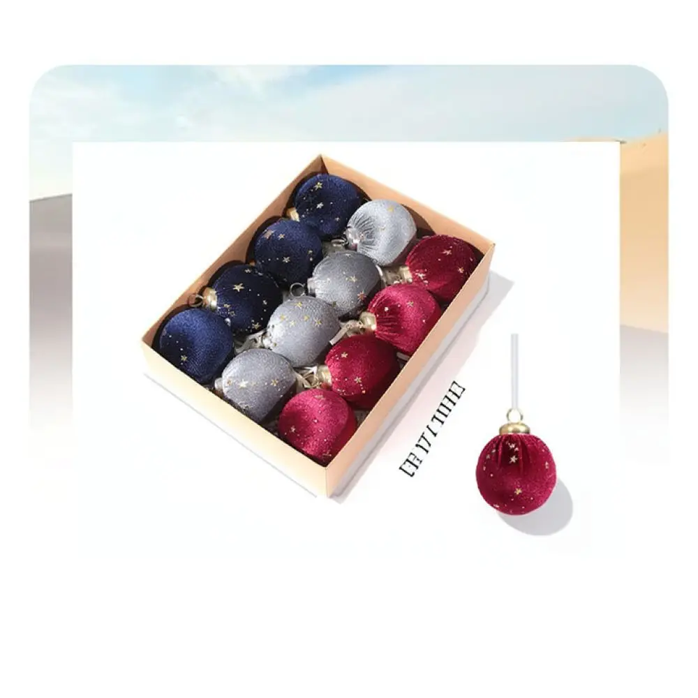 Plush Flocked Christmas Tree Baubles Elegant Velvet Ornaments Luxury Decorative Spheres For Xmas Wedding Party Celebration