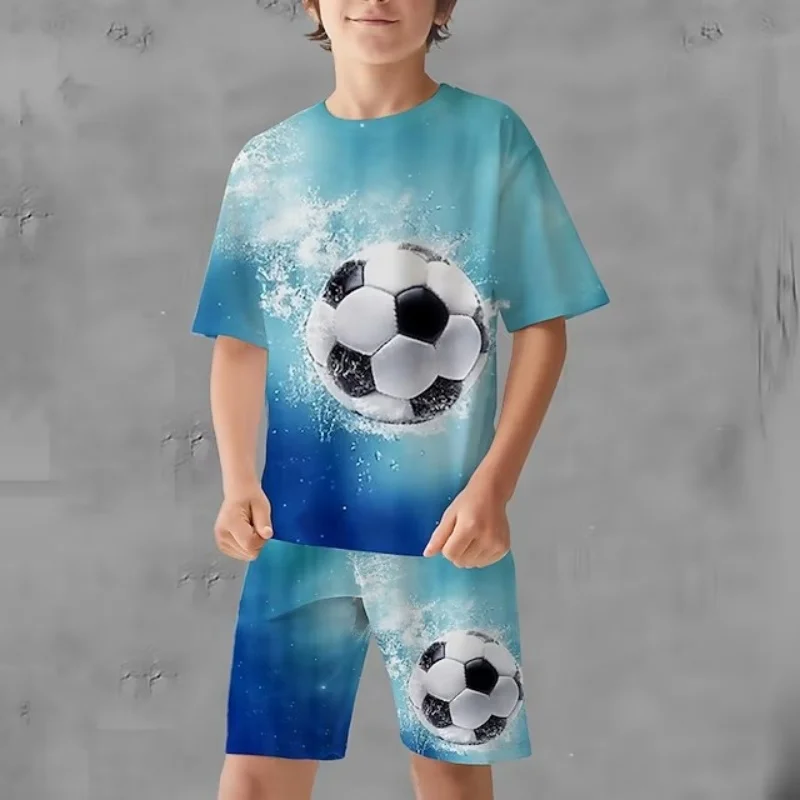 Children\'s Clothing Suit for Boy Short Sleeve 3D Soccer Print Kids Summer Clothes Casual streetwear Outdoor Top Children\'s Sets
