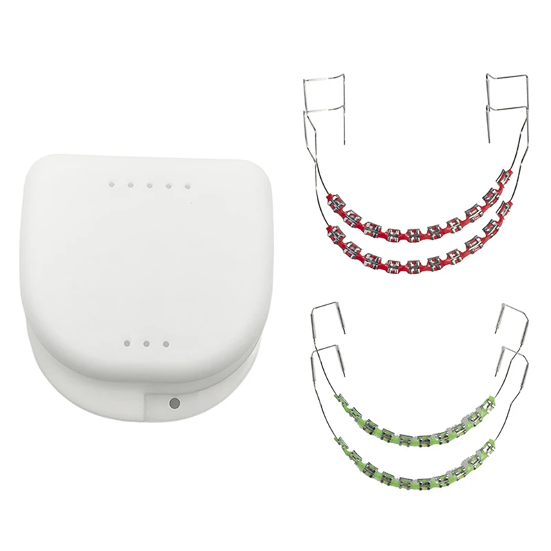 1 Pair Colorful Brackets Fake Braces For Teeth Temporary Metal Wires Metal Bracket Orthodontic Ligature Ties Dental