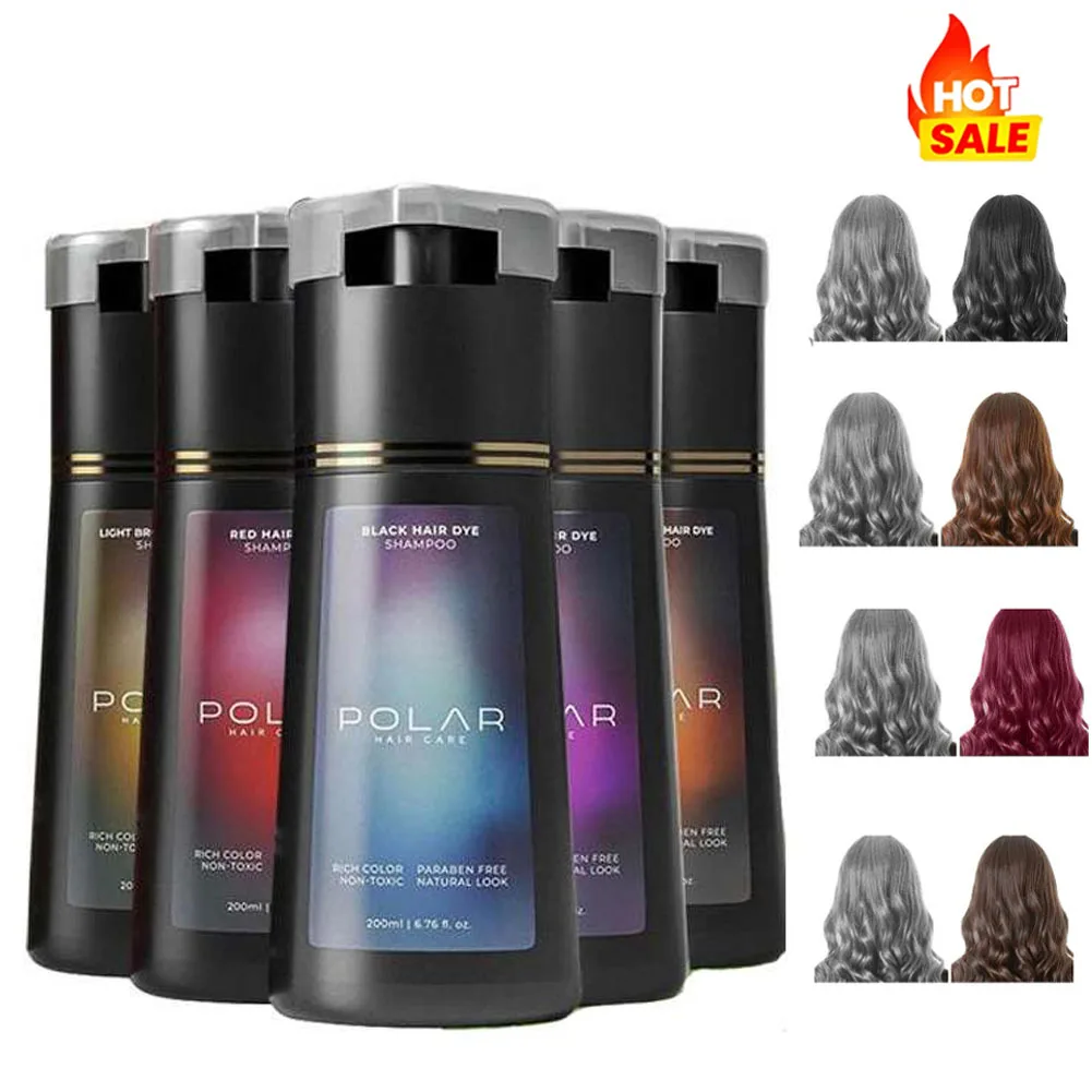 2026 Hair Dye Shampoo For Gray Hair For Women Men Natural Hair Dye Kit Semi Permanent Hair Dye Shampoo Black Brown Purple 200ml