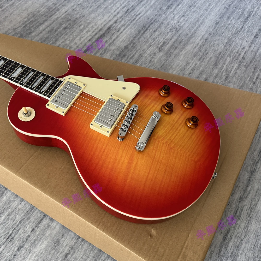 High quality LP Standard 50s electric guitar,cherry sunburst,flamed maple veneer,in stock