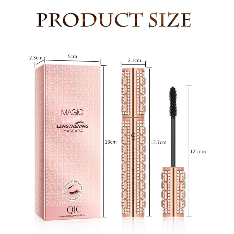 Máscara de pestañas 4D de diamante a la moda, resistente al agua, para rizar voluminoso, alargar las pestañas, a prueba de manchas, a prueba de escamas, uso largo de día, 1 Uds.