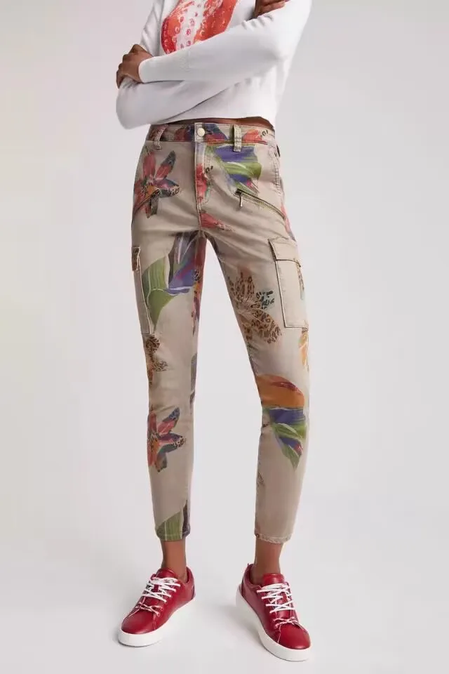 

Внешняя торговля, оригинальный заказ, эластичные рабочие джинсы с карманами и песком, с принтом