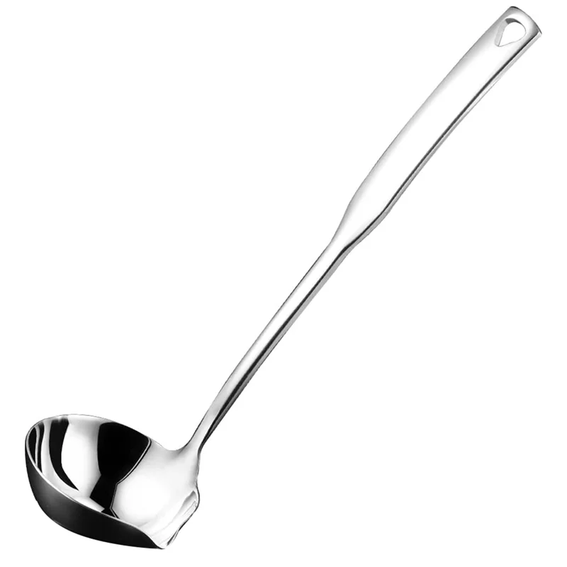 Kitchen Soup Ladle 304 Stainless Steel Punch Luminous Ladell Spoons with Pour Spout Ladles for Serving,11.8 Inch