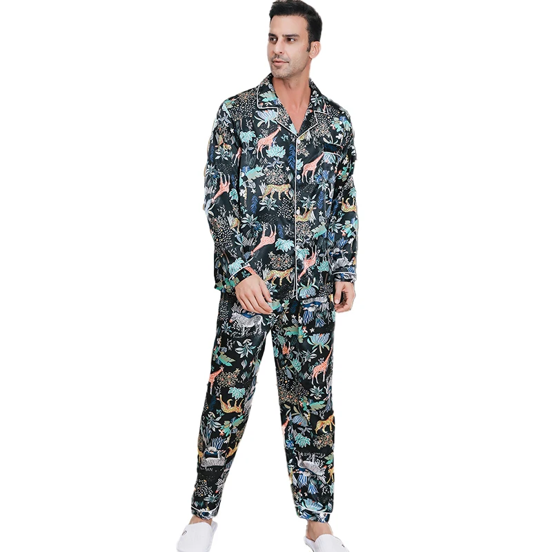 Pijama de manga larga para hombre ropa bonita para el hogar de hielo cárdigan Delgado informal para primavera y otoño puede usar dos trajes