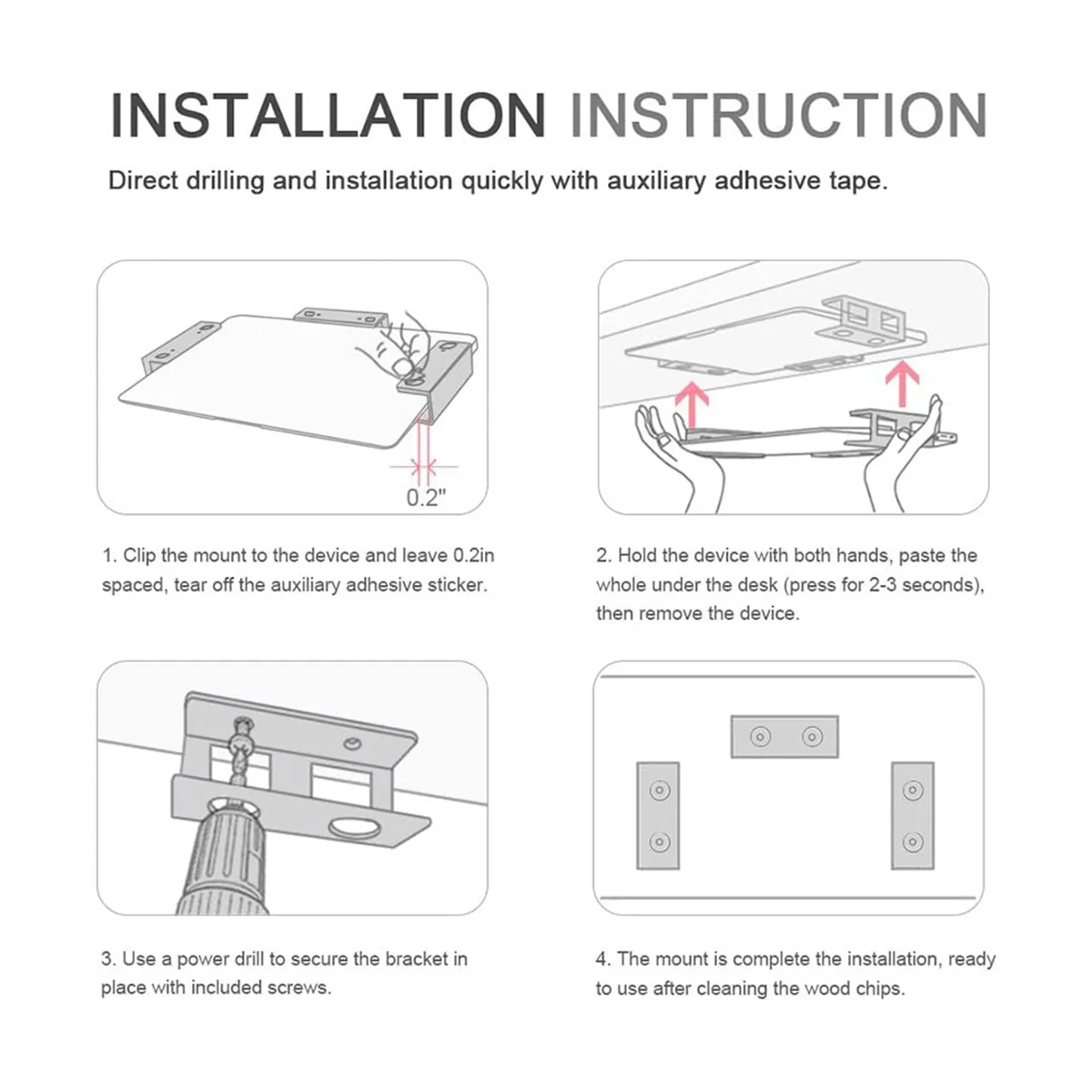 3 Pieces of Off-Stage Laptop Bracket, Under-Table Bracket is Suitable for Laptop, Under-Table Laptop Tray Silver