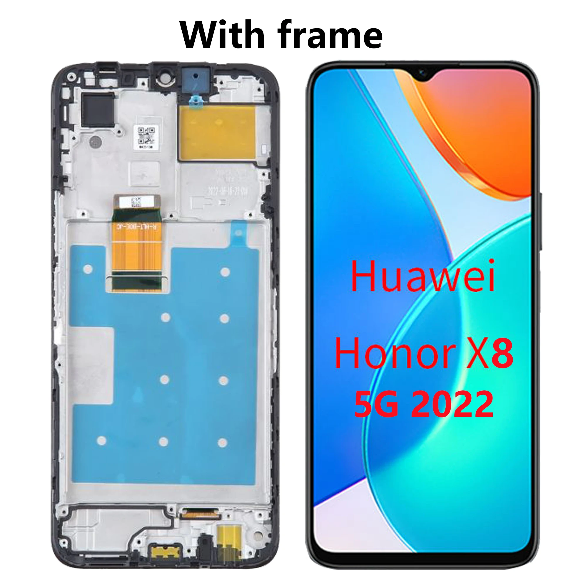 Original Display For Huawei Honor X8 5G(2022)Full With Frame VNE-N41 LCD Touch Screen RepairDigitizer Assembly Replacement Parts